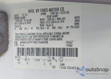 2014 Ford Transit Connect Xlt из США, поврежденный, VIN NM0LS7F75E1144355